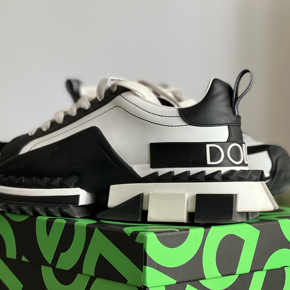 Dolce & Gabbana Dg Logo Leather Sneakers Shoes Super King White Gold
